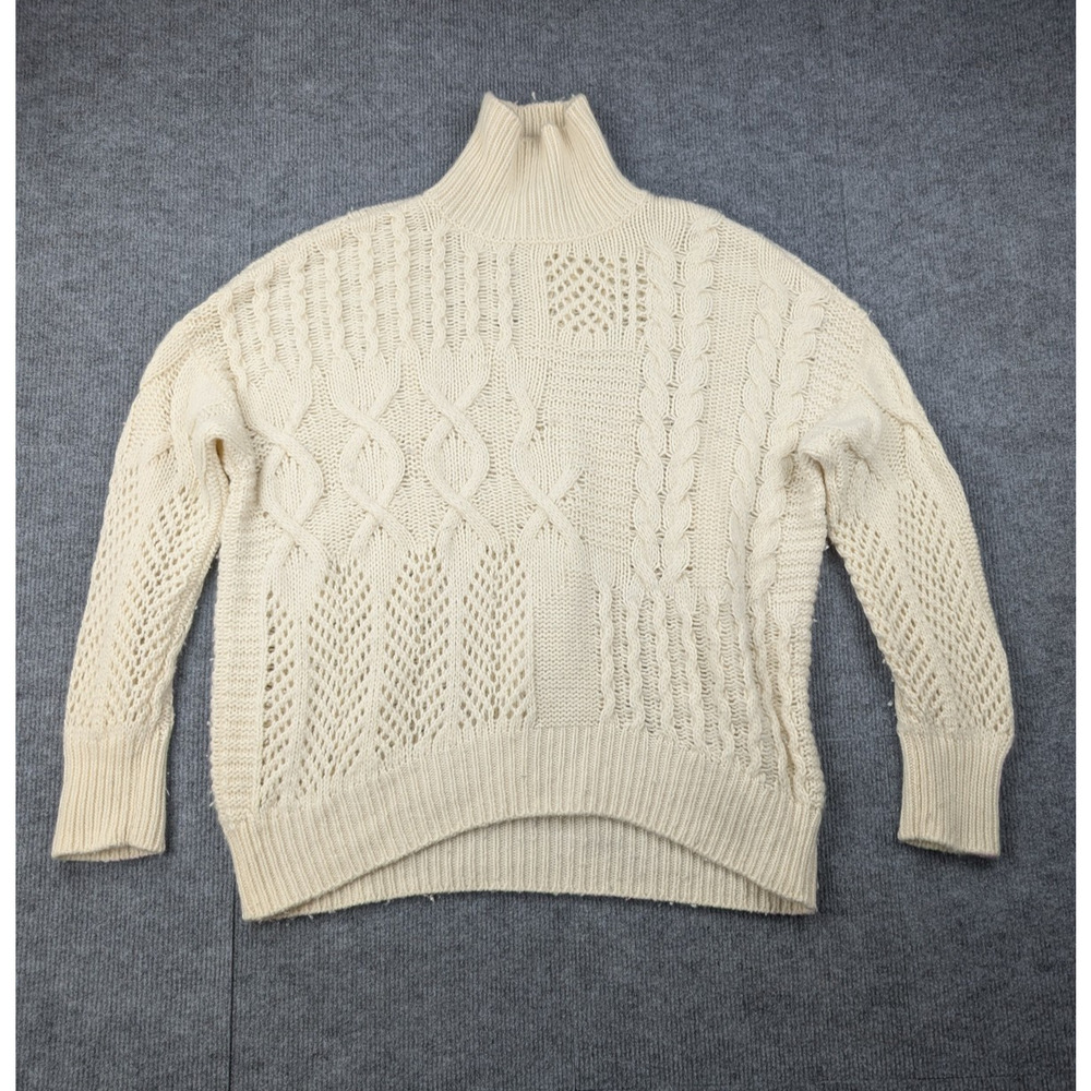 Athleta Cable Knit Sweater Womens Small Cashmere Wool Quiet Luxury Timeless Rory